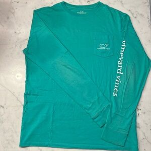 SOLD .  Vineyard Vines Long-sleeve Aqua Tee - Youth XL (18)